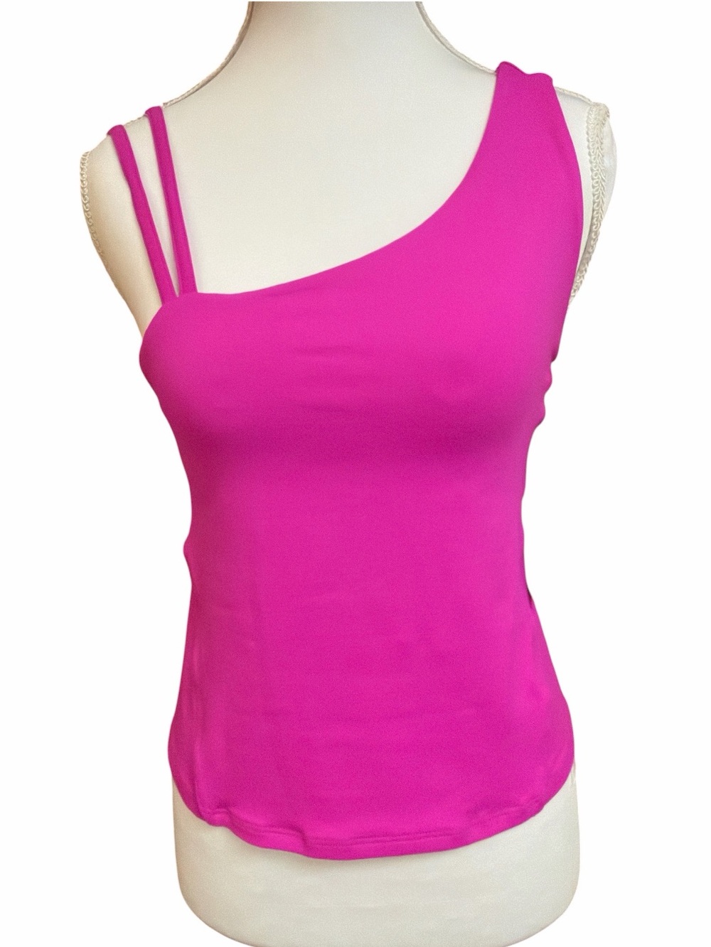 Dona Jo Women’s One-Shoulder Strappy Tank Top - Pink Power TAN210 Size 1 (S)